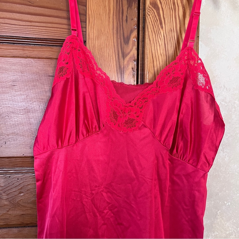 Unbranded Women’s Red Satin Babydoll Slip dress Size Medium ‎ Feminine Y2K